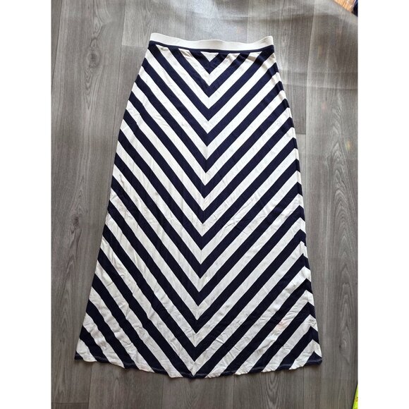 Loft Navy & White Chevron Maxi Skirt  Size M - Picture 3 of 5
